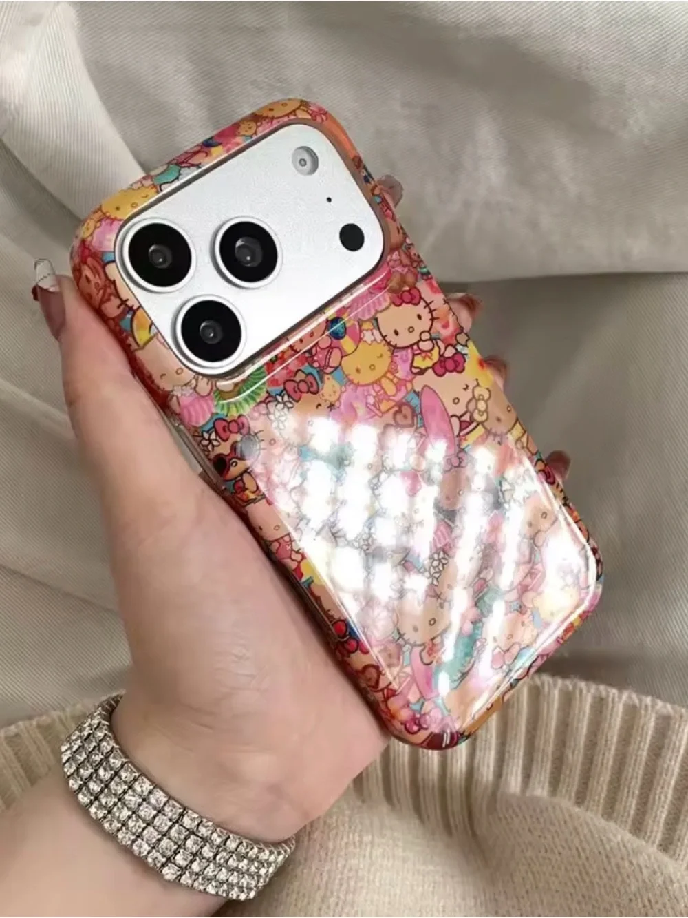 Hello Kitty Floral Pattern Pink Phone Case -  Iphone 17 pro max